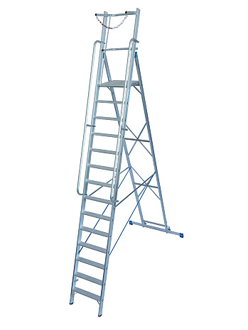 KRAUSE Stabilo drabina z platformą i barierkami 14 stopni + rolki
